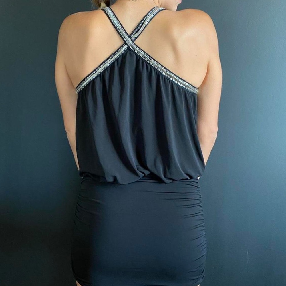 Guess Black Draped Mini Dress